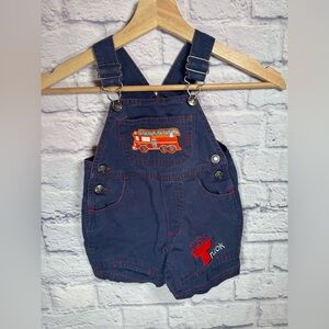 Vintage Baby Toddler Boy‎ Firetruck Engine Overalls Simply Basic size 12 months